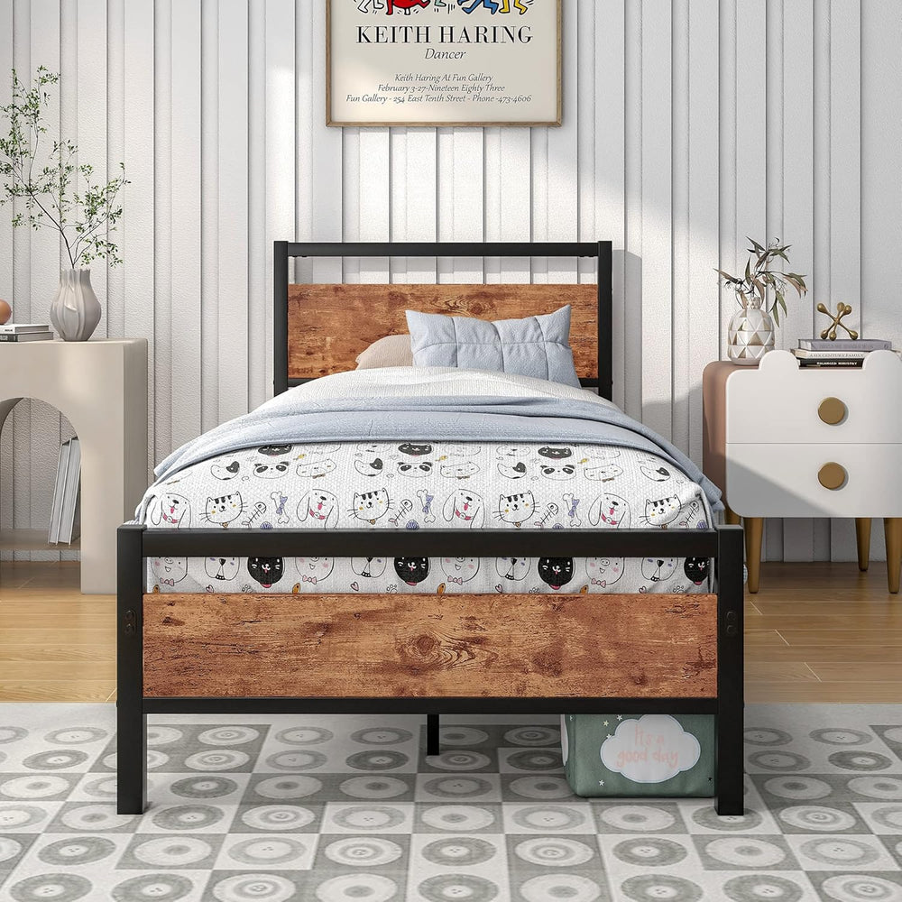 Bed Frame with Wooden Headboard