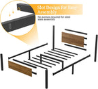 Bed Frame with Wooden Headboard 31.5CM Metal Platform