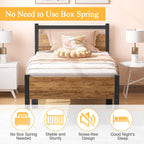 Bed Frame with Wooden Headboard 31.5CM Metal Platform