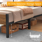 Bed Frame with Wooden Headboard 31.5CM Metal Platform