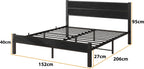 Bed Frame with Wooden Headboard and Footboard Metal
