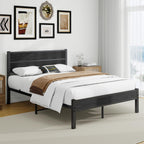 Bed Frame with Wooden Headboard and Footboard Metal