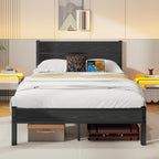 Bed Frame with Wooden Headboard and Footboard Metal