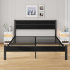 Bed Frame with Wooden Headboard and Footboard Metal