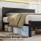 Bed Frame with Wooden Headboard and Footboard Metal