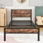 Bed Frame with Wooden Headboard Frames Under Storage