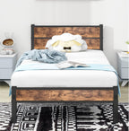 Bed Frame with Wooden Headboard Frames Under Storage