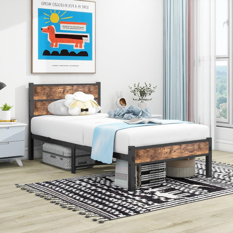 Bed Frame Wooden Headboard Storage and Oak Under