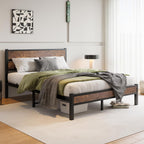 Bed Frame with Wooden Headboard Frames Under Storage