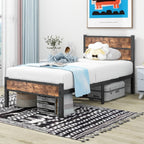 Bed Frame with Wooden Headboard Frames Under Storage