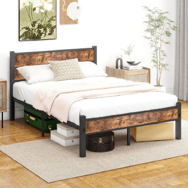 Bed Frame Wooden Headboard Storage and Oak Under