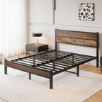 Bed Frame with Wooden Headboard Frames Under Storage