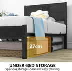 Bed Frame with Wooden Headboard Frames Under Storage