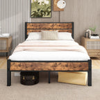Bed Frame with Wooden Headboard Frames Under Storage