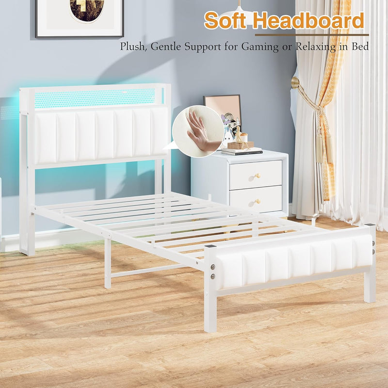 Bed Frames with Storage Headboard and Charging Station