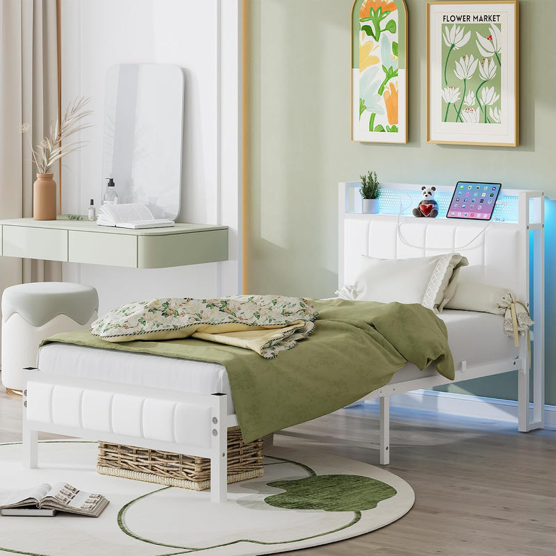 Bed Frames with Storage Headboard and Charging Station
