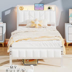 Bed Frames with Storage Headboard and Charging Station