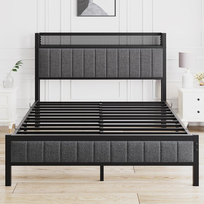 Bed Frames with Storage Headboard and Charging Station