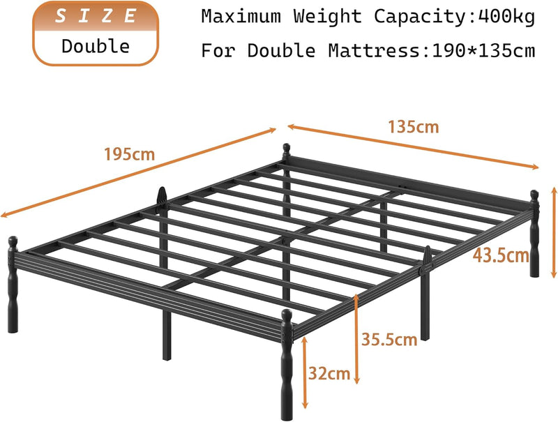 Bed Frames with Mattress Slide Stopper Vintage Style