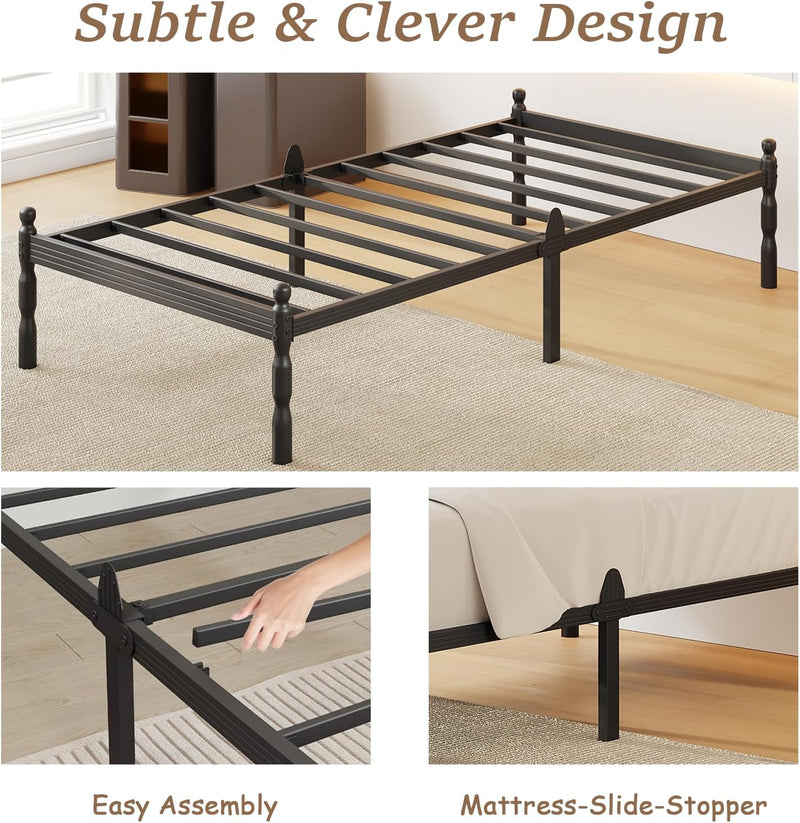 Bed Frames with Mattress Slide Stopper Vintage Style