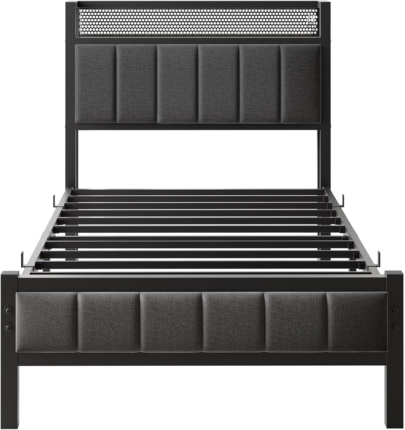 Bed Frames with Storage Headboard and Charging Station