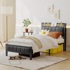 Bed Frames with Storage Headboard and Charging Station