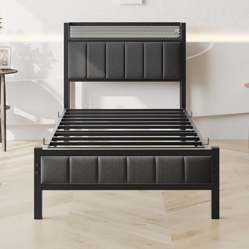 Bed Frames with Storage Headboard and Charging Station