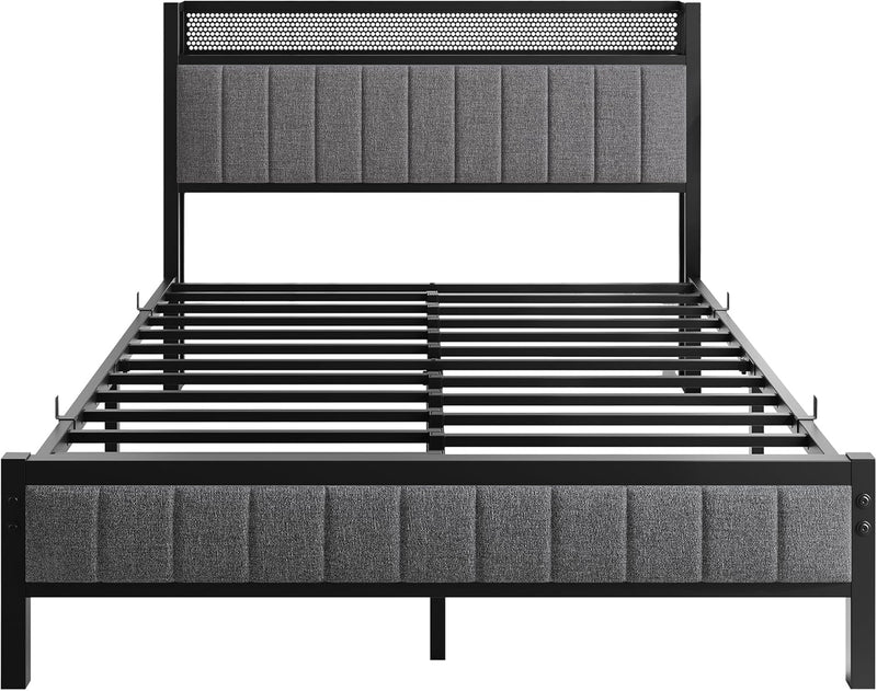 Bed Frames with Storage Headboard and Charging Station