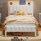White Bed Frame/w USB+LED