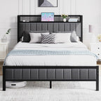 Bed Frames with Storage Headboard and Charging Station