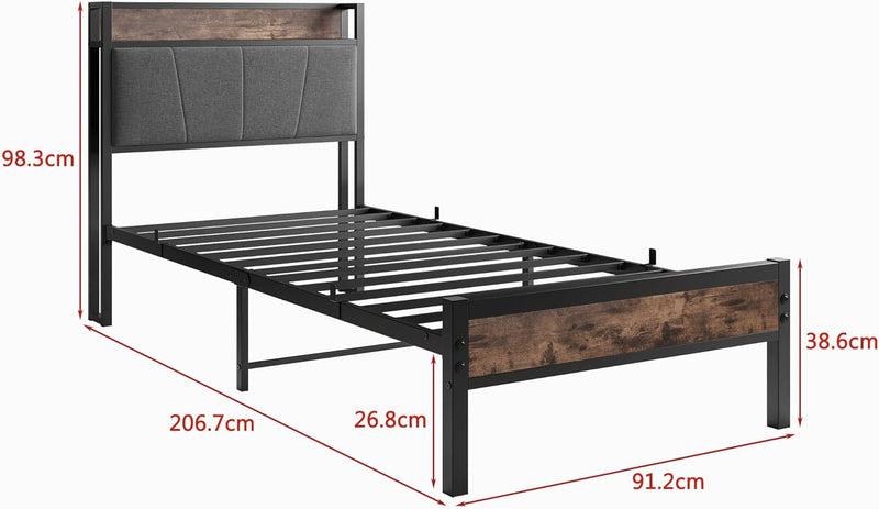 Bed Frames with Wooden Storage Headboard