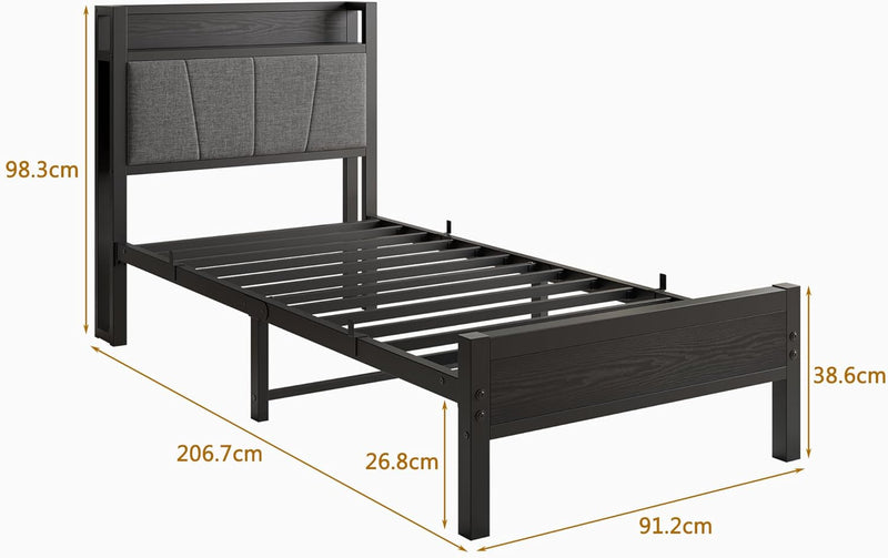 Bed Frames with Wooden Storage Headboard