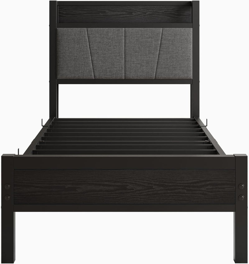 Bed Frames with Wooden Storage Headboard