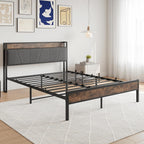 Bed Frames with Wooden Storage Headboard