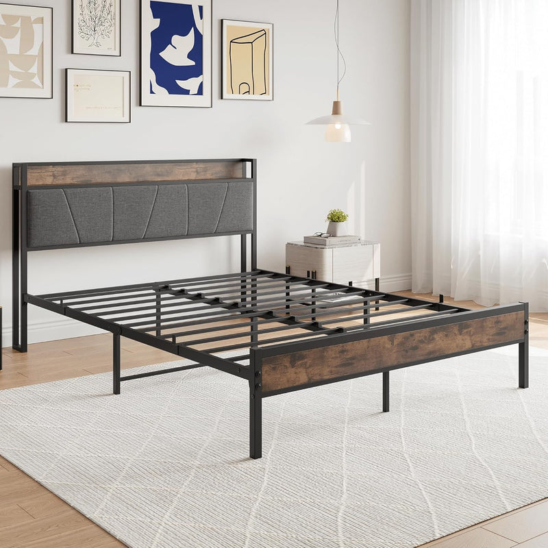 Bed Frames with Wooden Storage Headboard