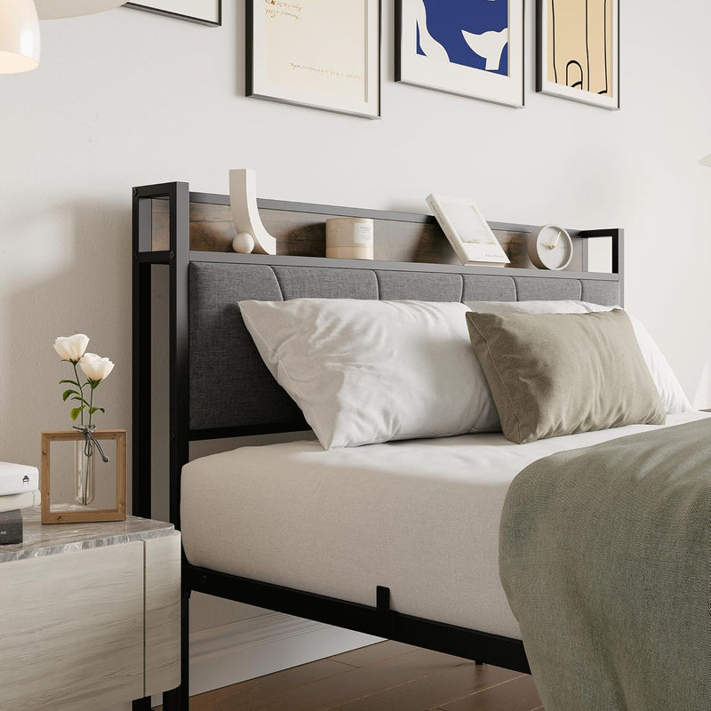 Bed Frames with Wooden Storage Headboard