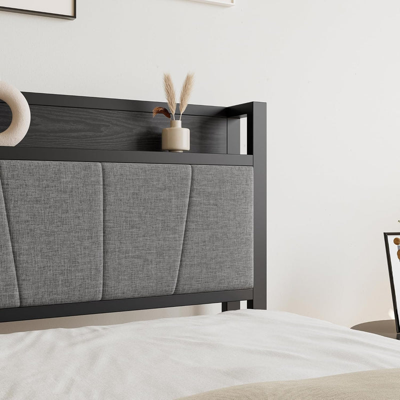 Bed Frames with Wooden Storage Headboard
