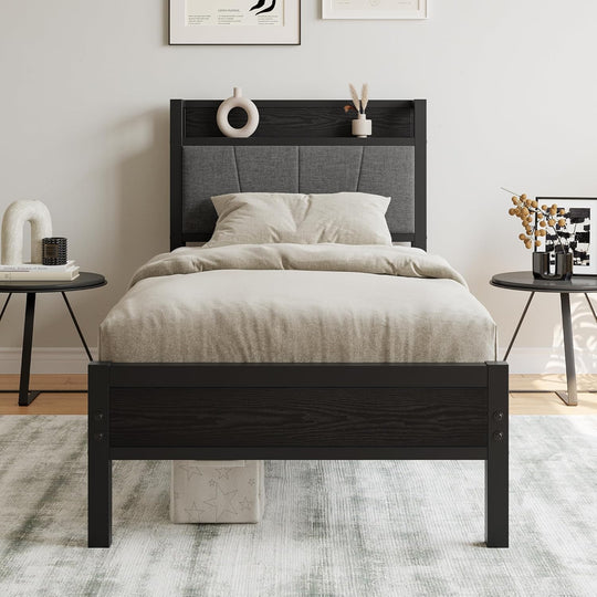 Bed Frames with Wooden Storage Headboard