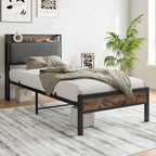 Bed Frames with Wooden Storage Headboard
