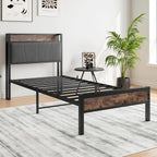 Bed Frames with Wooden Storage Headboard
