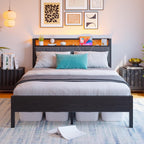 Bed Frames with Wooden Storage Headboard