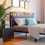Bed Frames with Wooden Storage Headboard