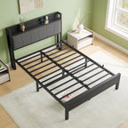 Bed Frames with Wooden Storage Headboard