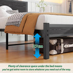 Bed Frames with Wooden Storage Shelf Headboard Metal