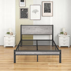 Bed Frames with Wooden Storage Shelf Headboard Metal