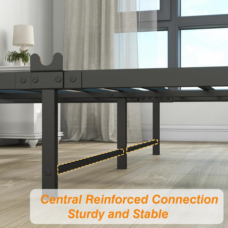 Rustic Bed Frame Storage Wooden Headboard Metal Platform