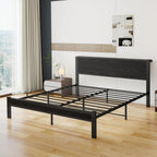 Bed Frames with Wooden Storage Shelf Headboard Metal