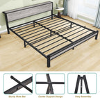 Bed Frames with Wooden Storage Shelf Headboard Metal