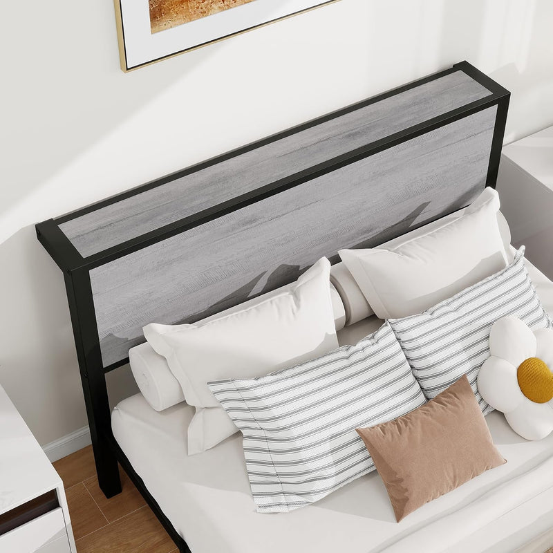 Rustic Bed Frame Storage Wooden Headboard Metal Platform