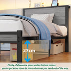 Bed Frames with Wooden Storage Shelf Headboard Metal